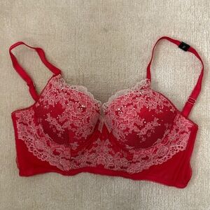 Victoria's Secret Red and Pink Lace Bra